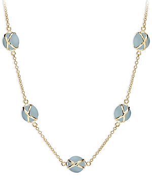 18K Yellow Gold Prisma Aquamarine Crossover Collar Necklace, 16-18