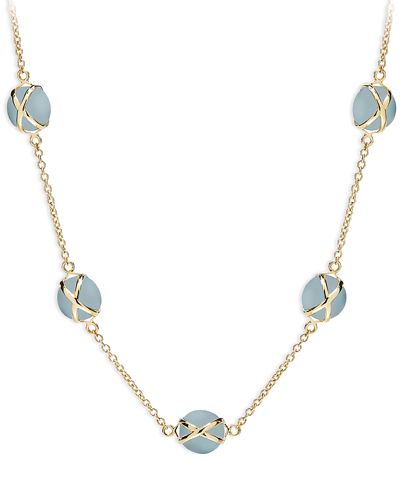 L. Klein 18K Yellow Gold Prisma Aquamarine Crossover Collar Necklace, 16