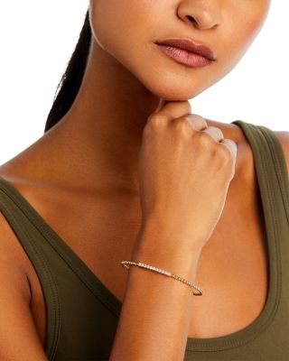 Diamond Station Bangle Bracelet in 14K Yellow Gold, 0.45 tcw