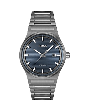Shop Hugo Boss Candor Automatic Watch, 41mm In Blue/gray