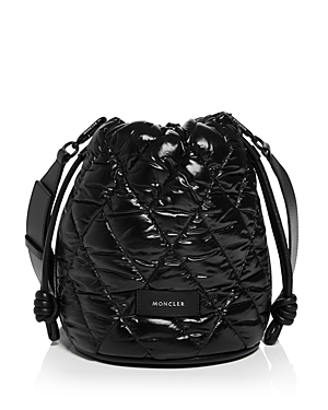 Shop Moncler Quilted Bucket Bag In Black