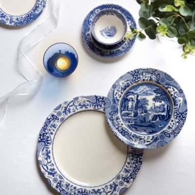 Blue Italian Brocato 12 Piece Dinnerware Set