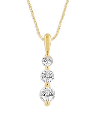 Bloomingdale's Fine Collection Diamond Three Stone Graduated Pendant Necklace in 14K Yellow Gold, 0.50 ct. t. w.