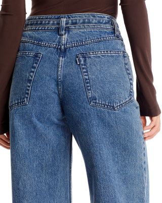 High Rise Wide Leg Belted Jeans in Blue
