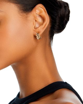 Diamond Fancy Hoop Earrings in 14K Yellow Gold, 0.25 tcw