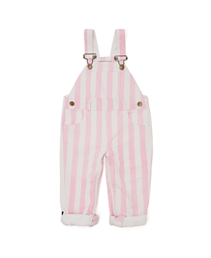 Dotty Dungarees Girls' Classic Wide Stripe Overalls - Baby, Little Kid, Big Kid In Pink