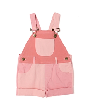 Dotty Dungarees Unisex Tonal Colorblock Overall Shorts - Baby, Little Kid, Big Kid In Pink