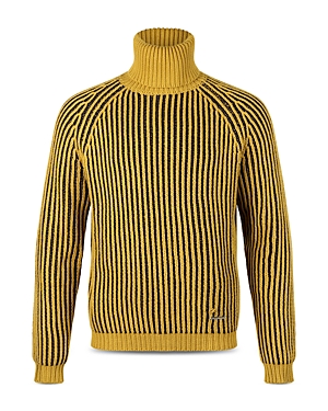 Rta Yellow Foldover Turtleneck In Dijon Navy