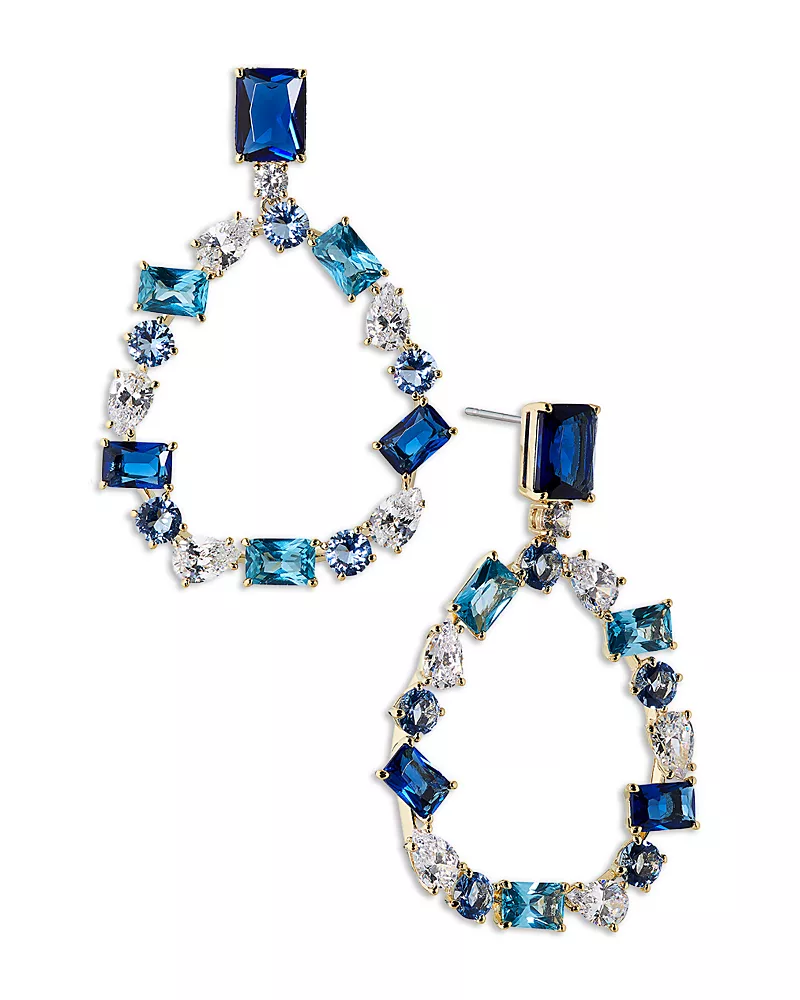 Nadri Blue Stone Circle Drop Earrings