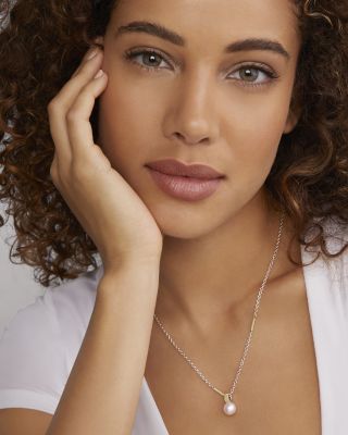 18K Yellow Gold & Sterling Silver Luna Cultured Freshwater Pearl Pendant Necklace, 16-18"