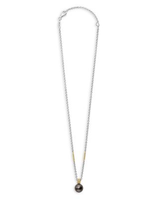 18K Yellow Gold & Sterling Silver Luna Pearl Pendant Necklace, 16-18"