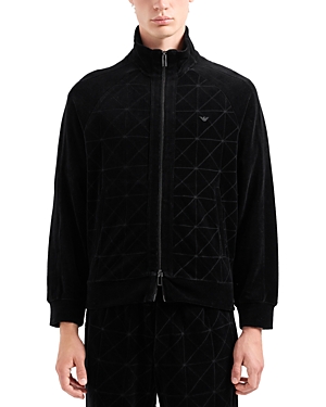 Emporio Armani Full Zip Sweatshirt In Solid Black