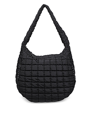 Sol & Selene Revive Extra Large Quilted Nylon Hobo In Black
