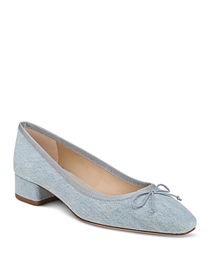 Veronica Beard Cecile Metallic Bow Ballerina Pumps In Vista Blue