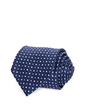 The Men's Store At Bloomingdale's Square Grid Silk Classic Tie - 100% Exclusive In Navy/blue