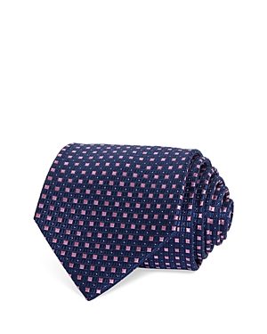 The Men's Store At Bloomingdale's Square Grid Silk Classic Tie - 100% Exclusive In Navy/pink
