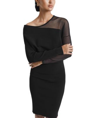 black bodycon dress with roses Abstract Print Mesh Bodycon Dress main image 1