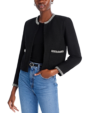 Aqua Embellished Tweed Jacket - 100% Exclusive In Black