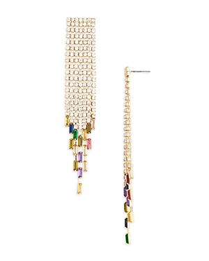 Aqua Multicolor Baguette Fringe Earrings in 16K Gold Plated - 100% Exclusive