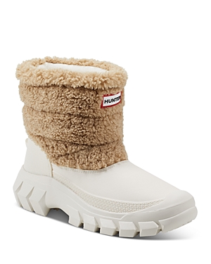 Shop Hunter Women's Pull On Toggle Lace Faux Fur Cold Weather Boots In Tan/white