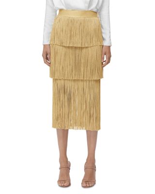 Hervé Léger - Metallic Layered Fringe Midi Skirt