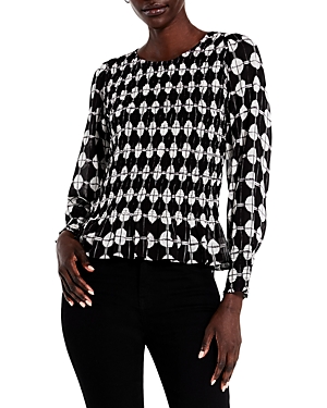 Nic + Zoe Nic+zoe Petites Chiffon Dot Top In Black Multi