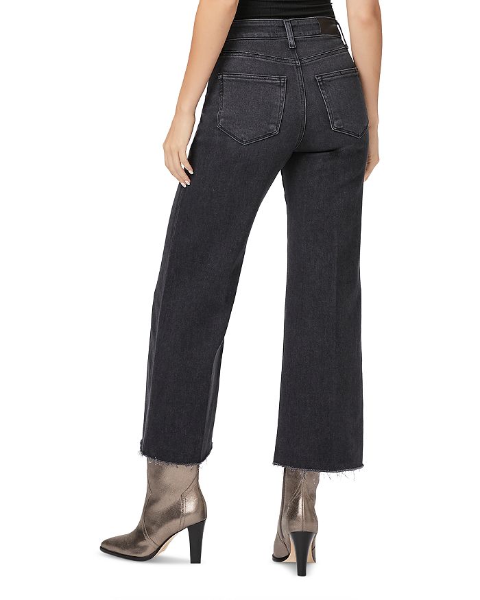 Shop Paige Anessa High Rise Wide Leg Ankle Jeans In Black Lotus