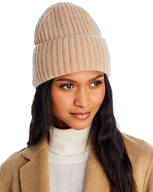 Vince Boiled Cashmere Chunky Rib Beanie In Tan