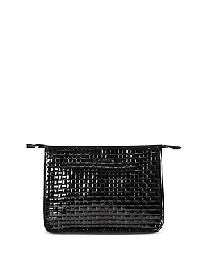 Mz Wallace Lacquered Woven Clutch In Black