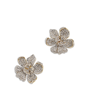 BAUBLEBAR PAVE DAFFODIL STATEMENT STUD EARRINGS IN GOLD TONE