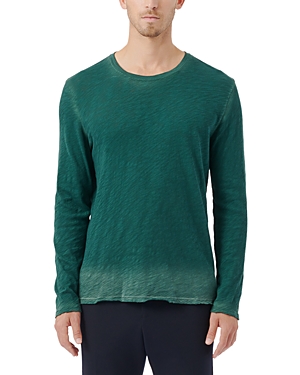 Atm Anthony Thomas Melillo Slub Long Sleeve Jersey Tee With Faded Trim In Forest