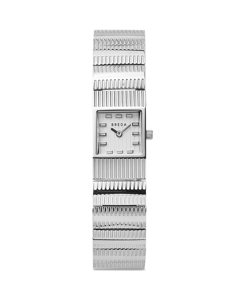 Breda Groove Metal Bracelet Watch In White/silver