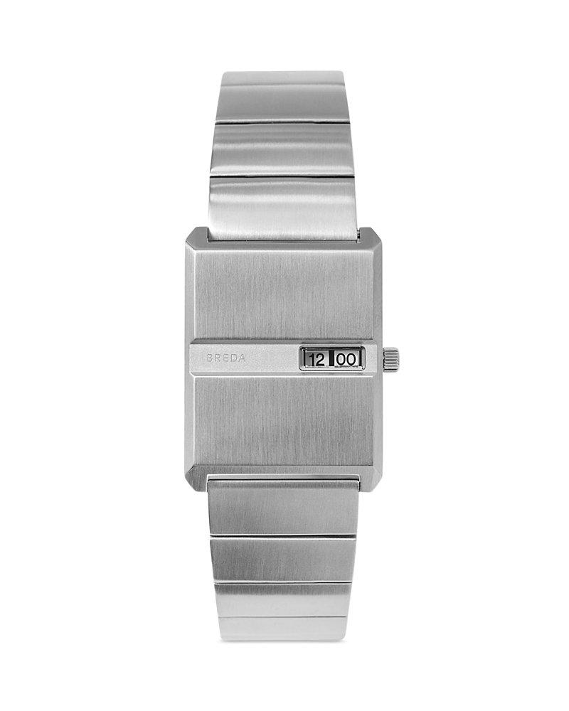 Breda Pulse Stainless Steel Metal Bracelet Quartz Watch In Silver, Men's At Urban Outfitters In Silver