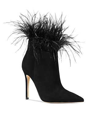 MICHAEL KORS MICHAEL MICHAEL KORS WOMEN'S WHITBY FEATHER TRIM POINTED TOE BOOTIES