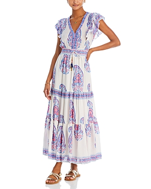 Bell Dalia Floral Paisley Maxi Dress In Open White