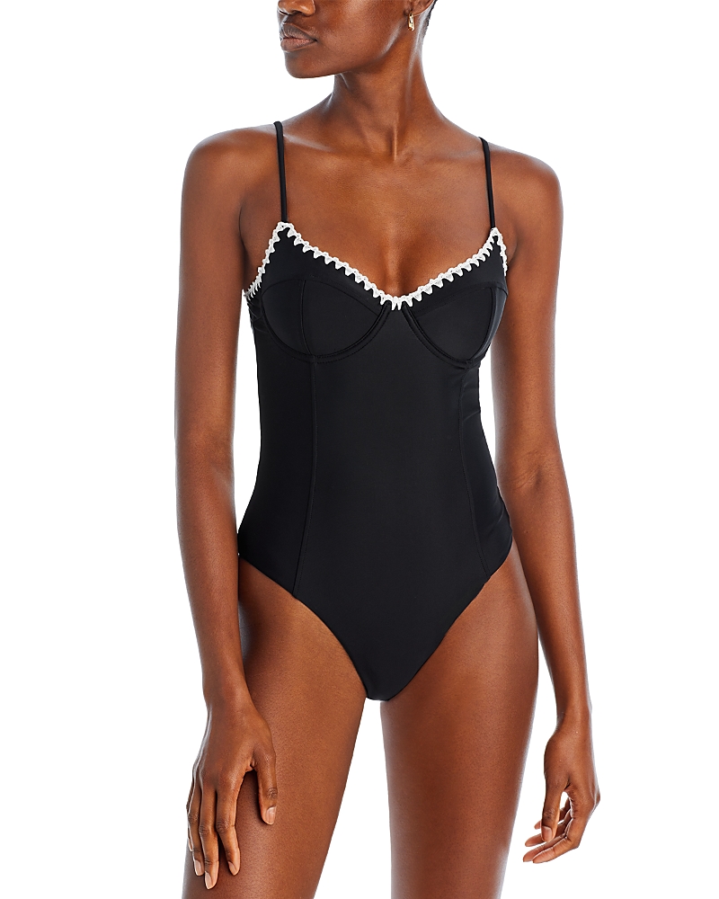 Ramy Brook Addisyn Crochet Trim One Piece Swimsuit