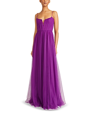 Shop ml Monique Lhuillier Nyla Tulle Gown In Bright Mag
