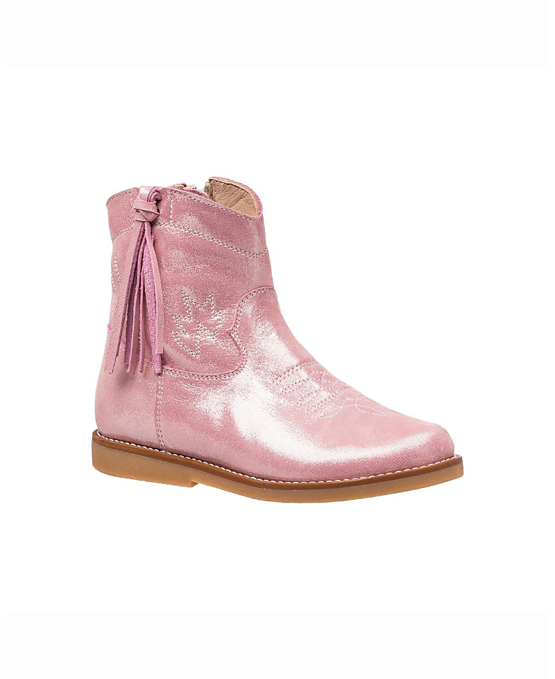 Elephantito Girl's Hannah Suede Western Boots, Toddler/kids In Metallic Pink