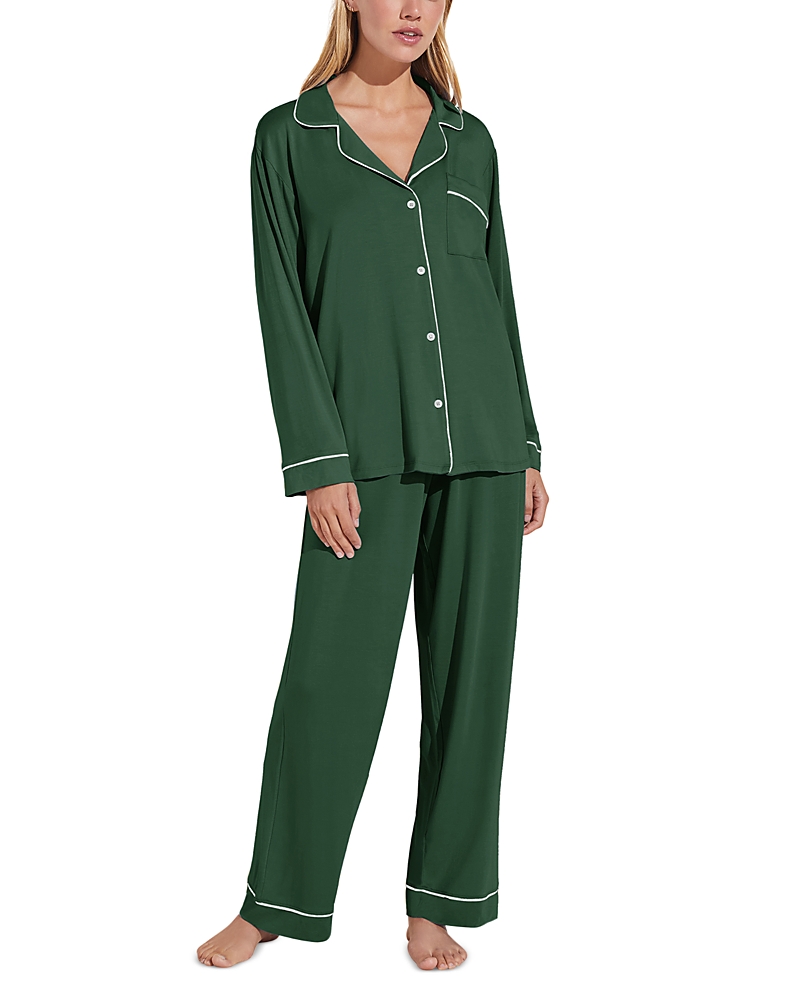 Eberjey Gisele Print Jersey Knit Pajamas In Forest Green Ivory