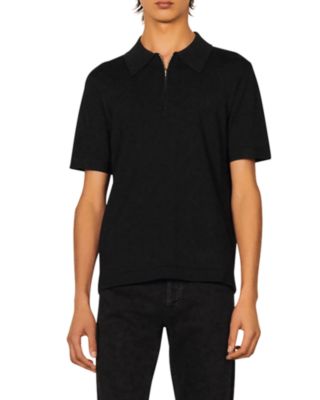 Knitted Polo Shirt with Zip Collar