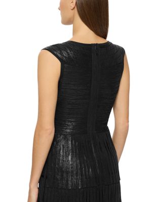 Foiled Bandage Fringe Midi Dress