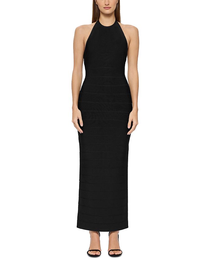Robe Bandage Hervé Léger Noire Avec Détails Quincaillerie Métal - Taille S - Occasion Très Bon état