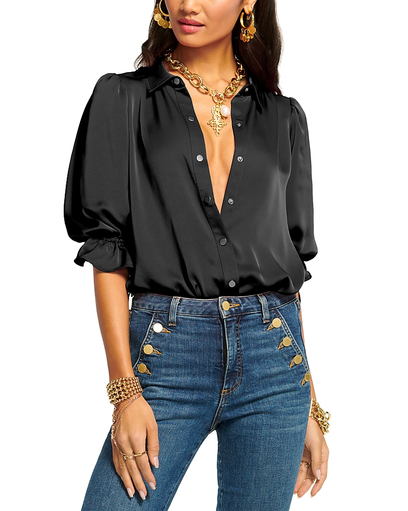 Ramy Brook Dina Button Down Bodysuit In Black