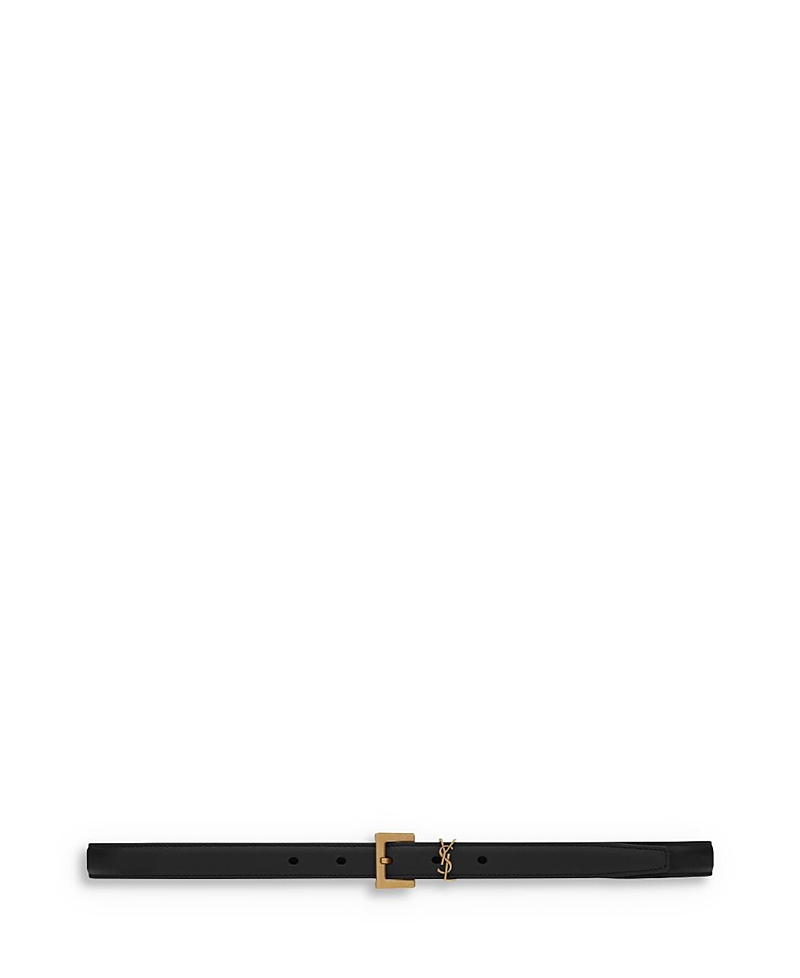 Saint Laurent Cassandre Thin Belt with Square Buckle in Box Saint Laurent Leather
