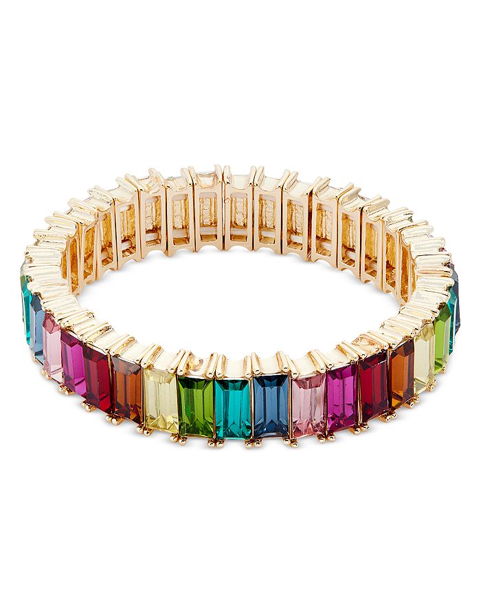 AQUA Rainbow Crystal Stretch Bracelet in 16K Yellow Gold Plated - 100% ...