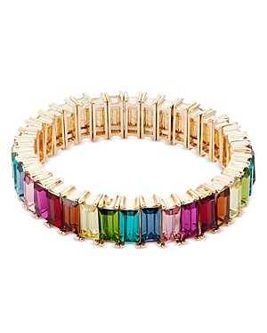 Aqua Rainbow Crystal Stretch Bracelet in 16K Yellow Gold Plated - 100% Exclusive