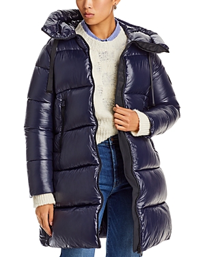 Shop Save The Duck Isabel Hooded Puffer Coat In Blue/black