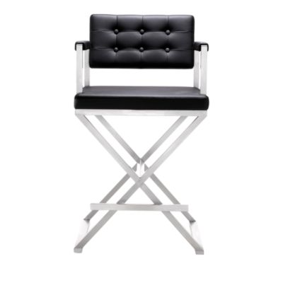  Director Performance Vegan Leather and Stainless Steel Counter Stool in White