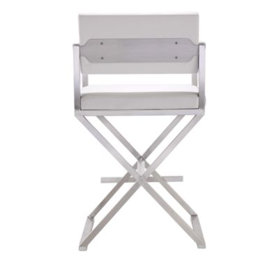  Director Performance Vegan Leather and Stainless Steel Counter Stool in White