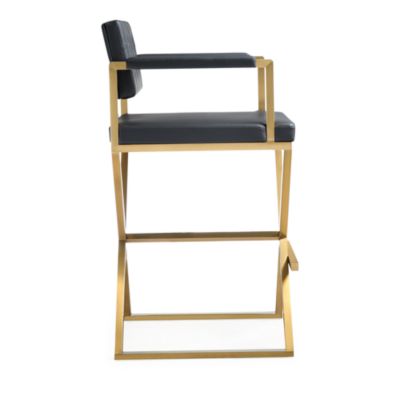 Director Performance Vegan Leather and Stainless Steel Barstool in Black